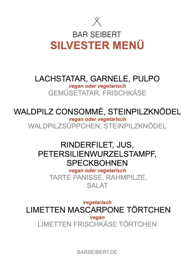SILVESTER Menü 2026